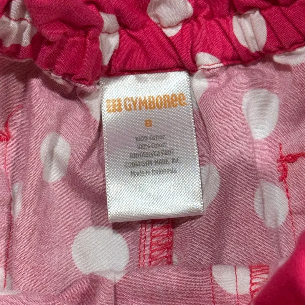 Gymboree Polka‎ Dot Shorts Girls Size 8 Pink White Cotton Paperbag Waist Preppy
